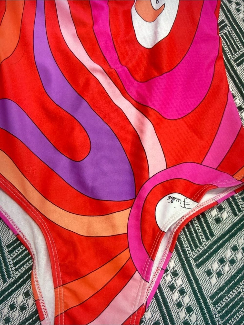 Emilio Pucci Vibrant Red Pink Purple Swirl One-Piece Swimsuit - Picture 7 of 8